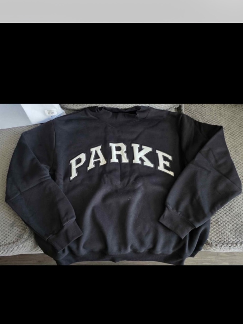 Parker Black Crewneck Sweatshirt with White Arch Logo